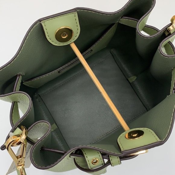 Michael Kors Emilia Small Bucket Bag Messenger Leather Light Sage - Picture 11 of 16